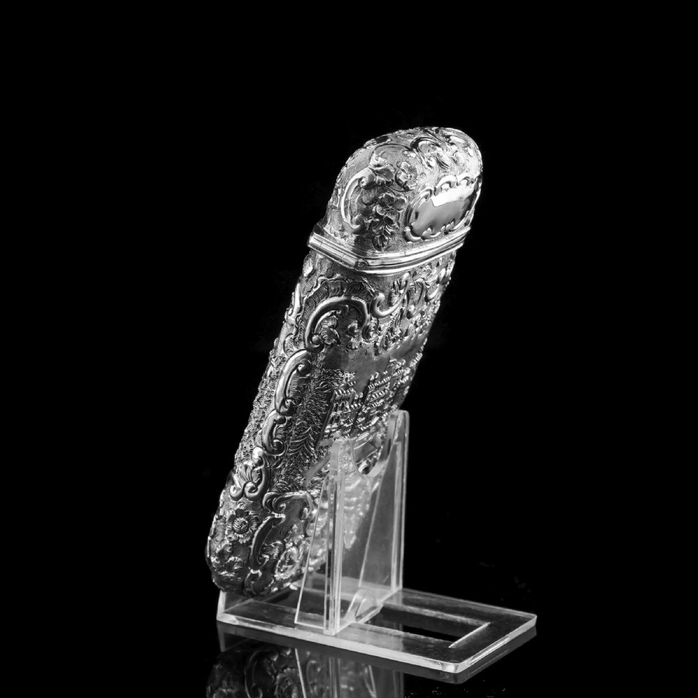 Antique Solid Silver Victorian Cigar Cheroot Case 