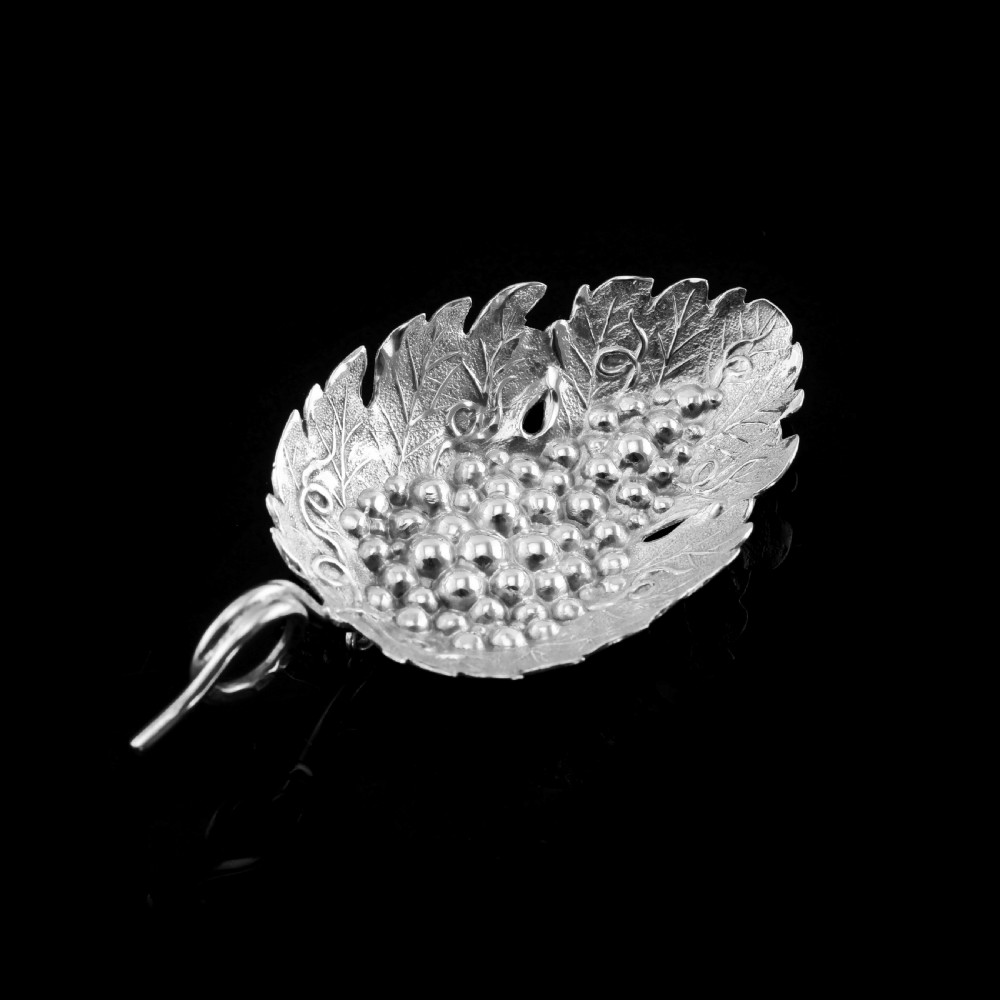 Antique Georgian Solid Silver Tea Caddy Spoon Vine Leaf Design - Joseph Willmore 1807 View II