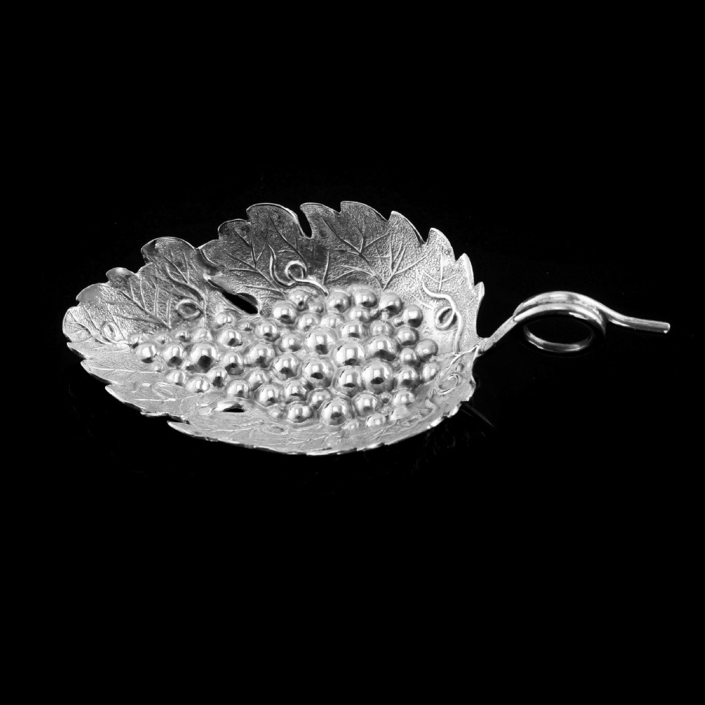 Antique Georgian Solid Silver Tea Caddy Spoon Vine Leaf Design - Joseph Willmore 1807 View V