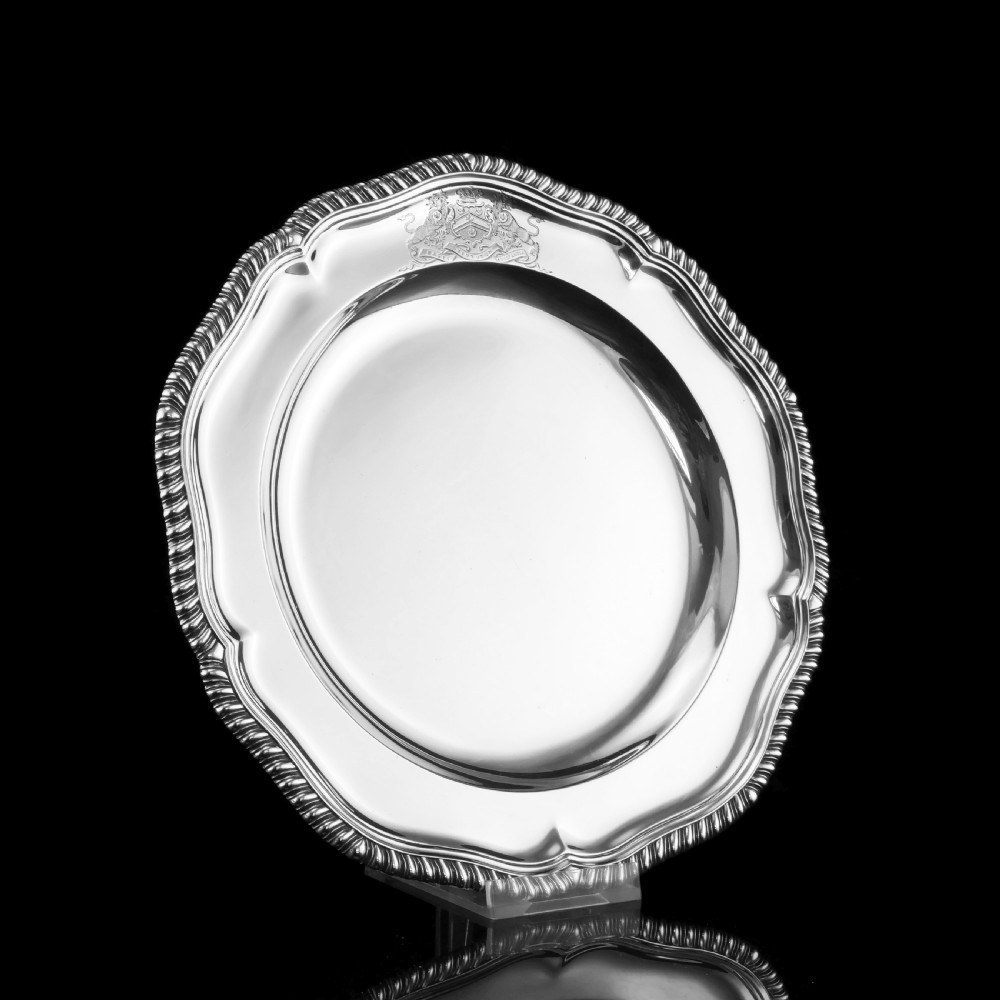 Antique Solid Silver Dish with Coat of Arms for Michael Bass, 1st Baron Burton - Garrard 1888 View VII