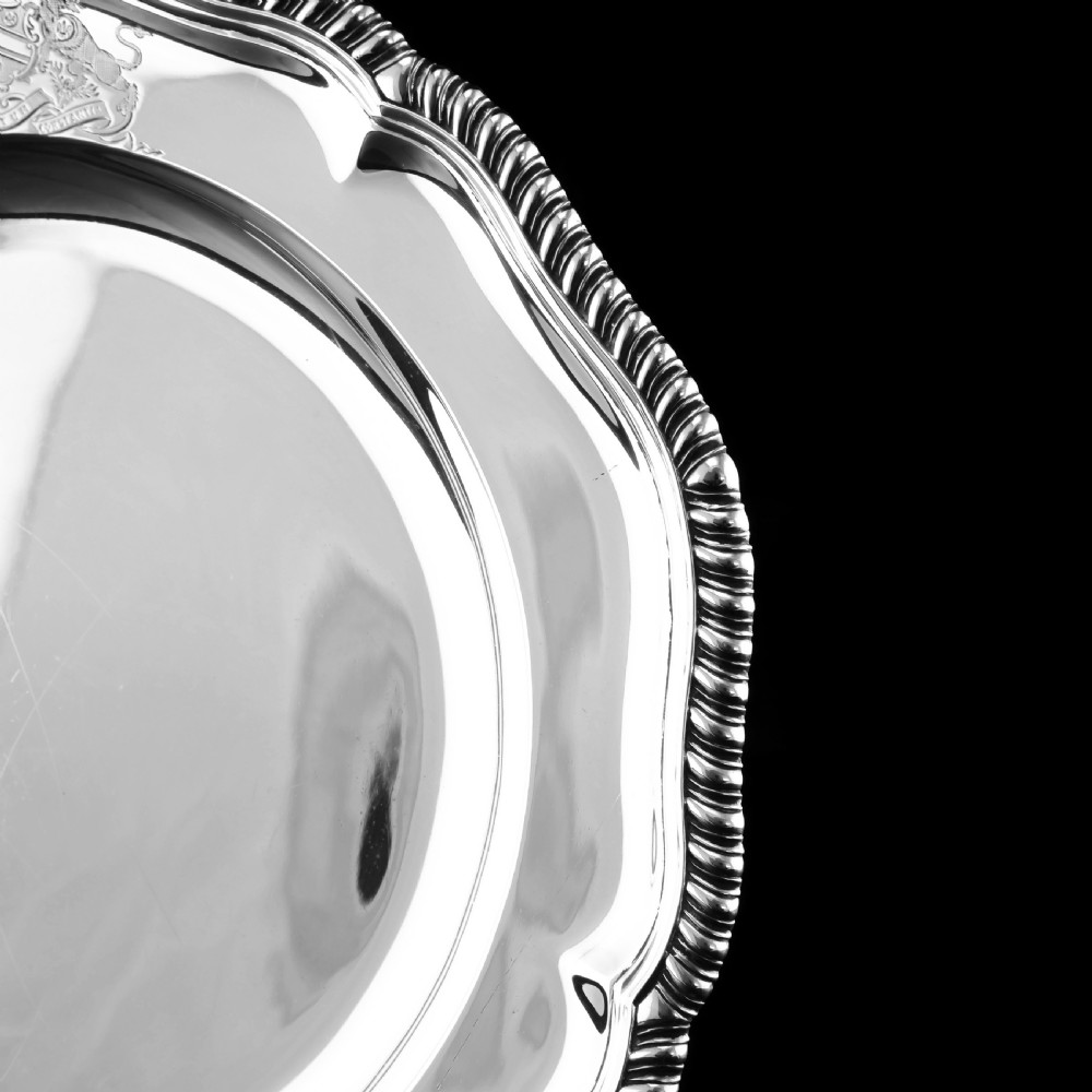 Antique Solid Silver Dish with Coat of Arms for Michael Bass, 1st Baron Burton - Garrard 1888 View X