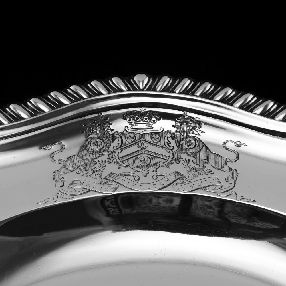 Antique Solid Silver Dish with Coat of Arms for Michael Bass, 1st Baron Burton - Garrard 1888 View XIII