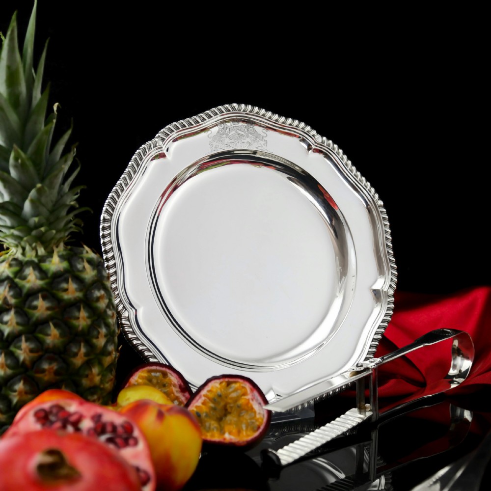 Antique Solid Silver Dish with Coat of Arms for Michael Bass, 1st Baron Burton - Garrard 1888 View XX