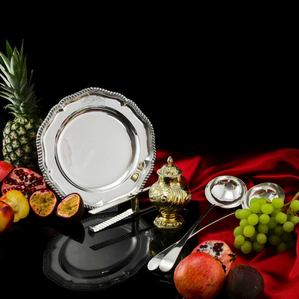 Antique Solid Silver Dish with Coat of Arms for Michael Bass, 1st Baron Burton - Garrard 1888 View XXII
