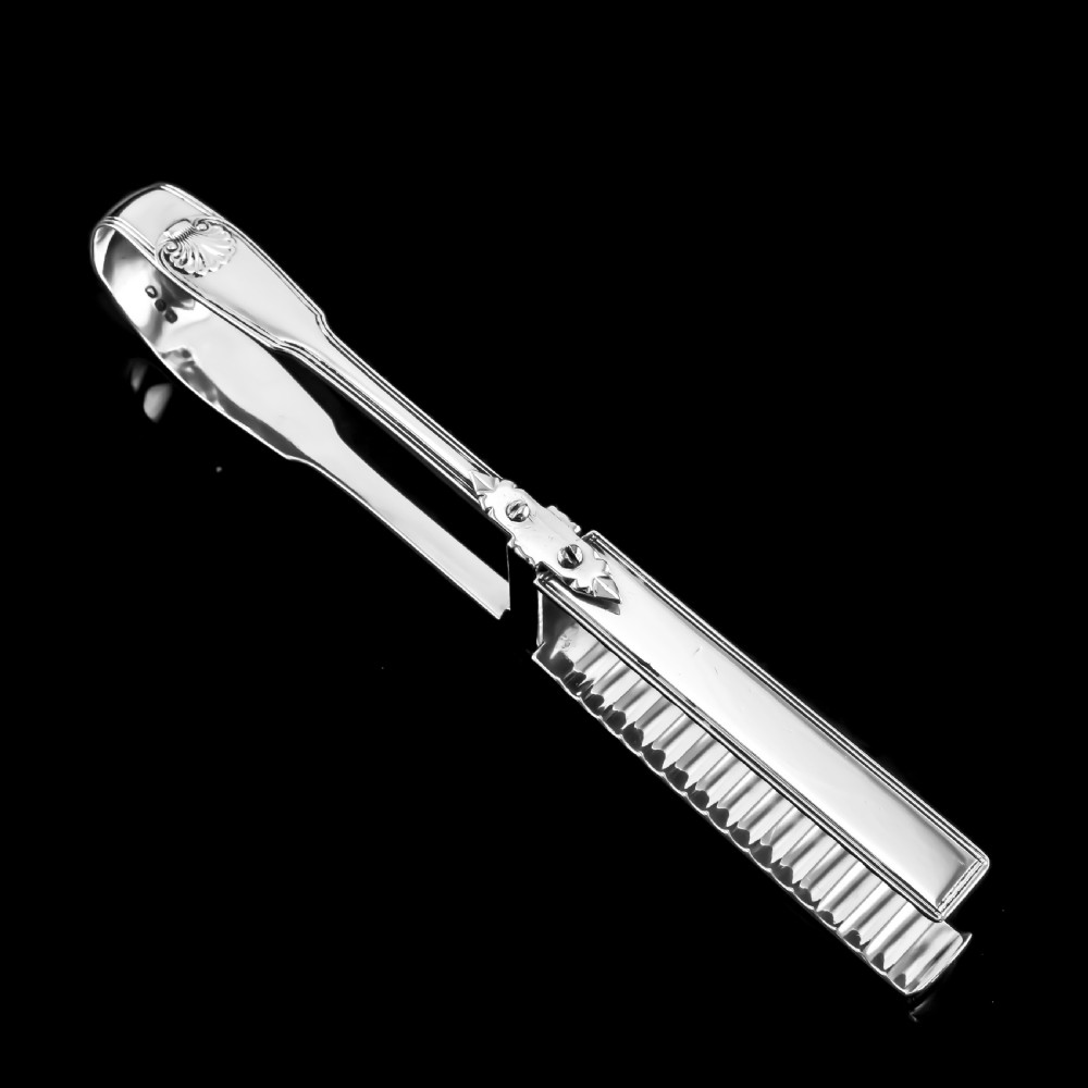 Antique Solid Silver Georgian Asparagus Tongs, Leveson-Gower/Sutherland Crest - 1820 View V
