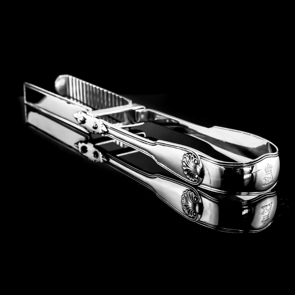 Antique Solid Silver Georgian Asparagus Tongs, Leveson-Gower/Sutherland Crest - 1820 View XIV