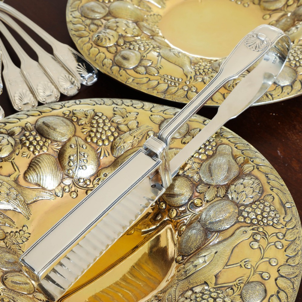 Antique Solid Silver Georgian Asparagus Tongs, Leveson-Gower/Sutherland Crest - 1820 View XXI