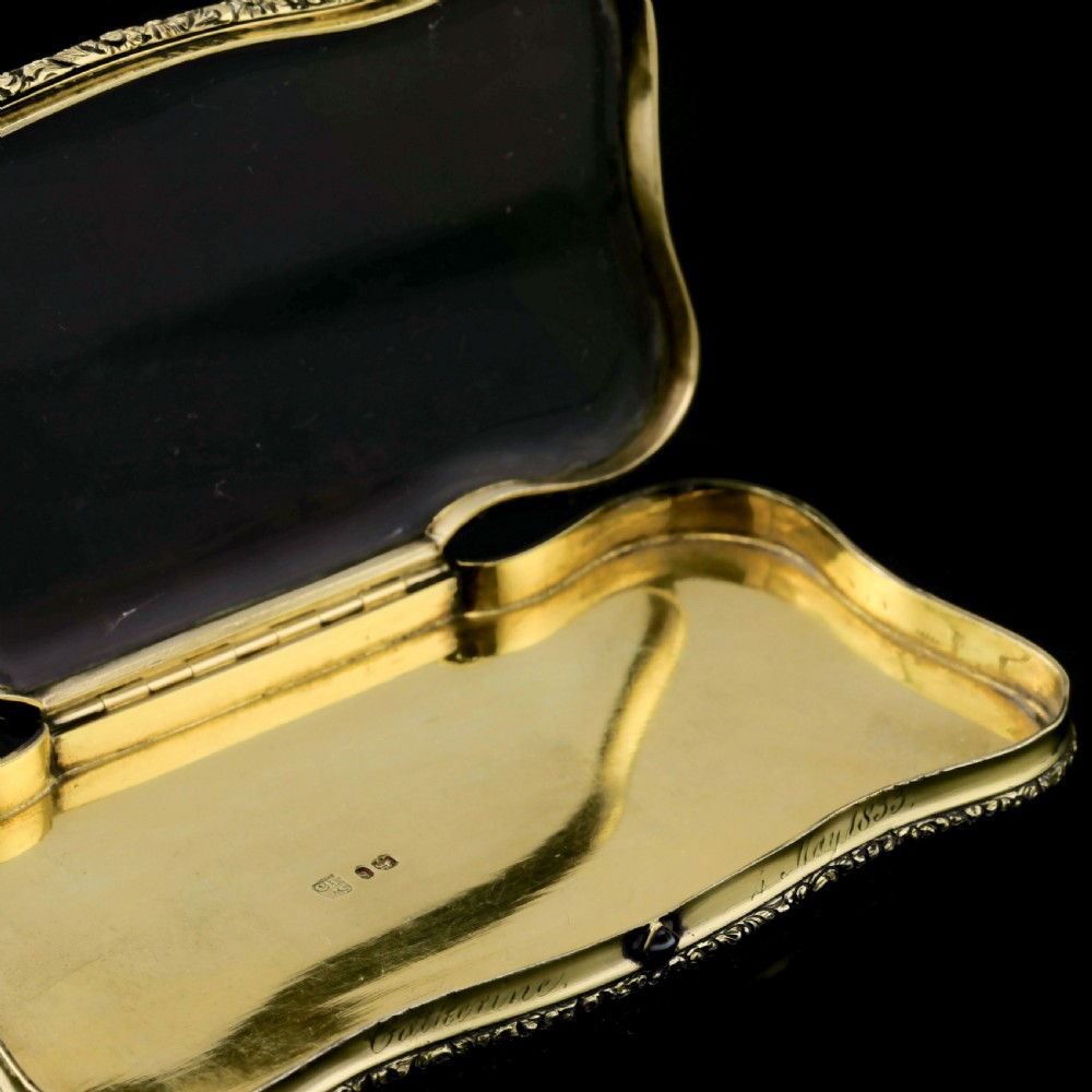 A Rare Georgian Solid Silver Gilt Snuff Box with Rock Crystal - Charles Rawlings & William Summers, 1833 View XVI