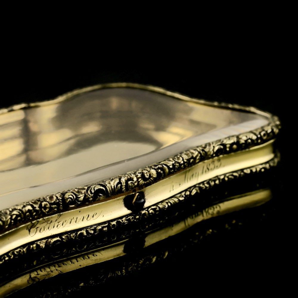 A Rare Georgian Solid Silver Gilt Snuff Box with Rock Crystal - Charles Rawlings & William Summers, 1833 View XXV