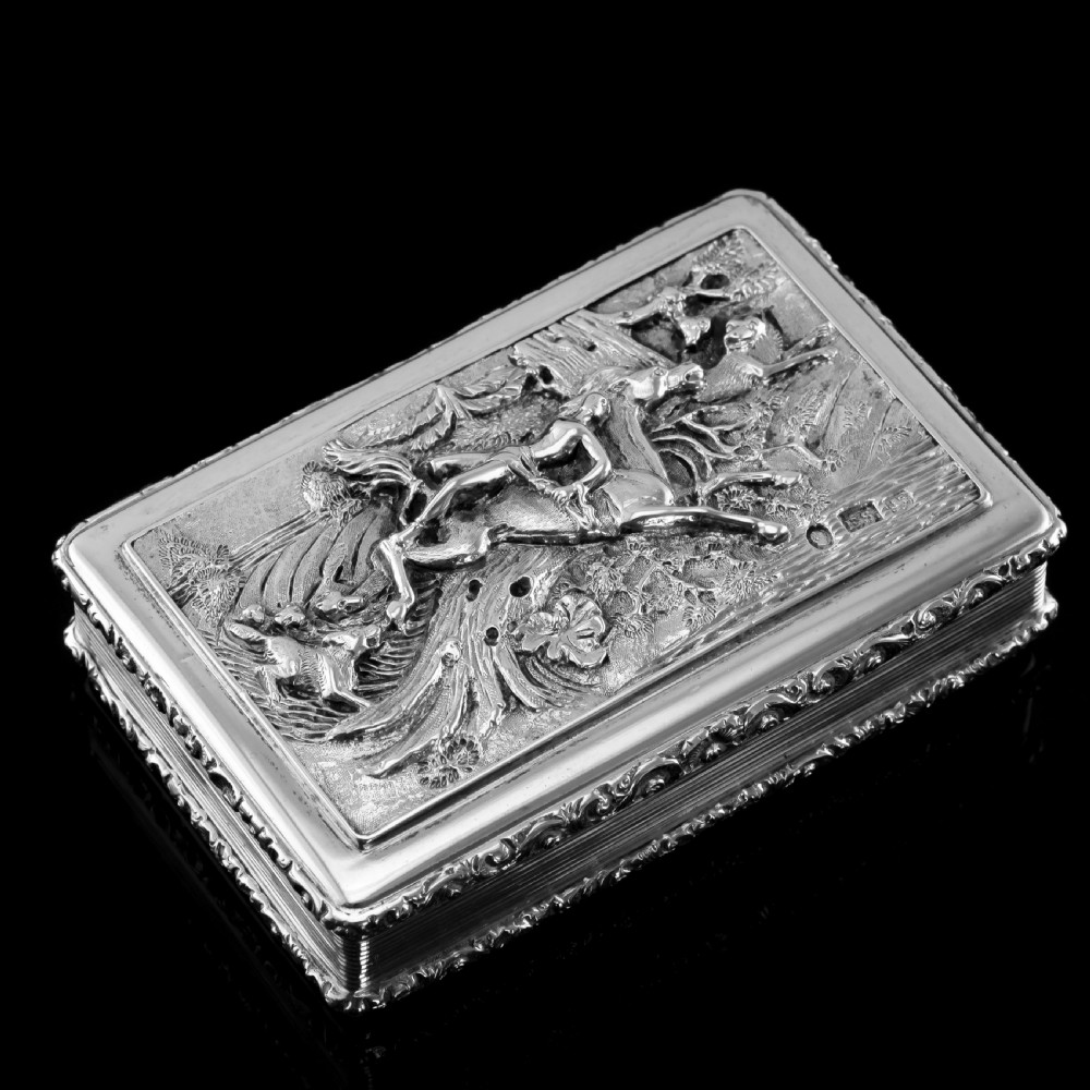 Rare Antique Georgian Solid Silver Mazeppa Snuff Box - Edward Smith 1836 View II
