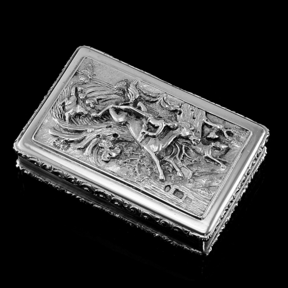 Rare Antique Georgian Solid Silver Mazeppa Snuff Box - Edward Smith 1836 View IV