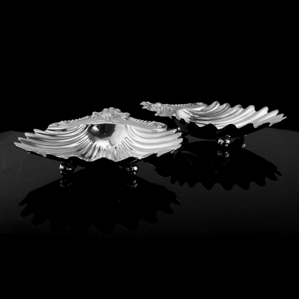 Antique Victorian Solid Silver Pair of Butter Dishes, Shell Design - Josiah Williams & Co 1894 View XIII