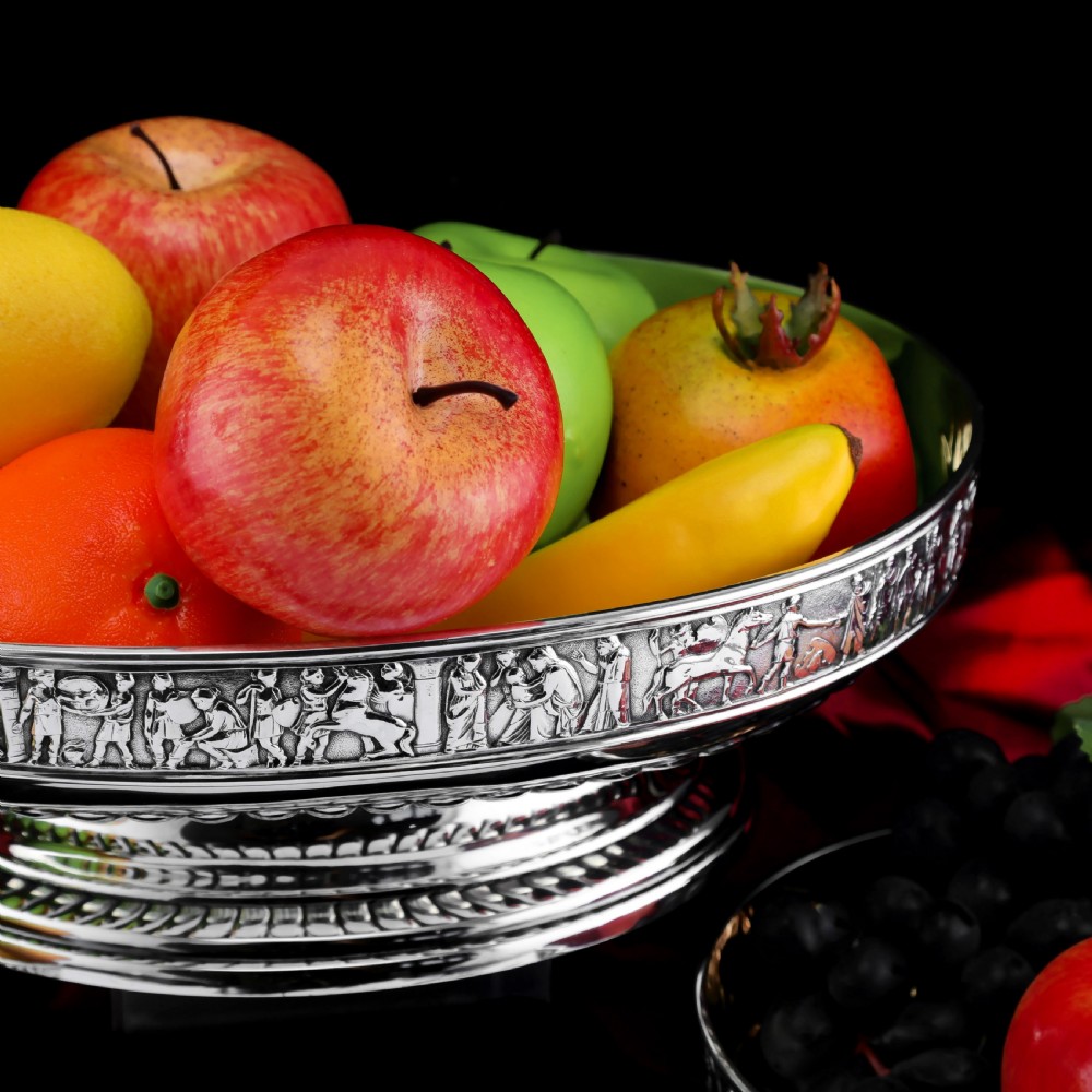 Antique English Large Solid Silver Bowls, Set of 3 with Roman Frieze - Elkington & Co 1895 View X