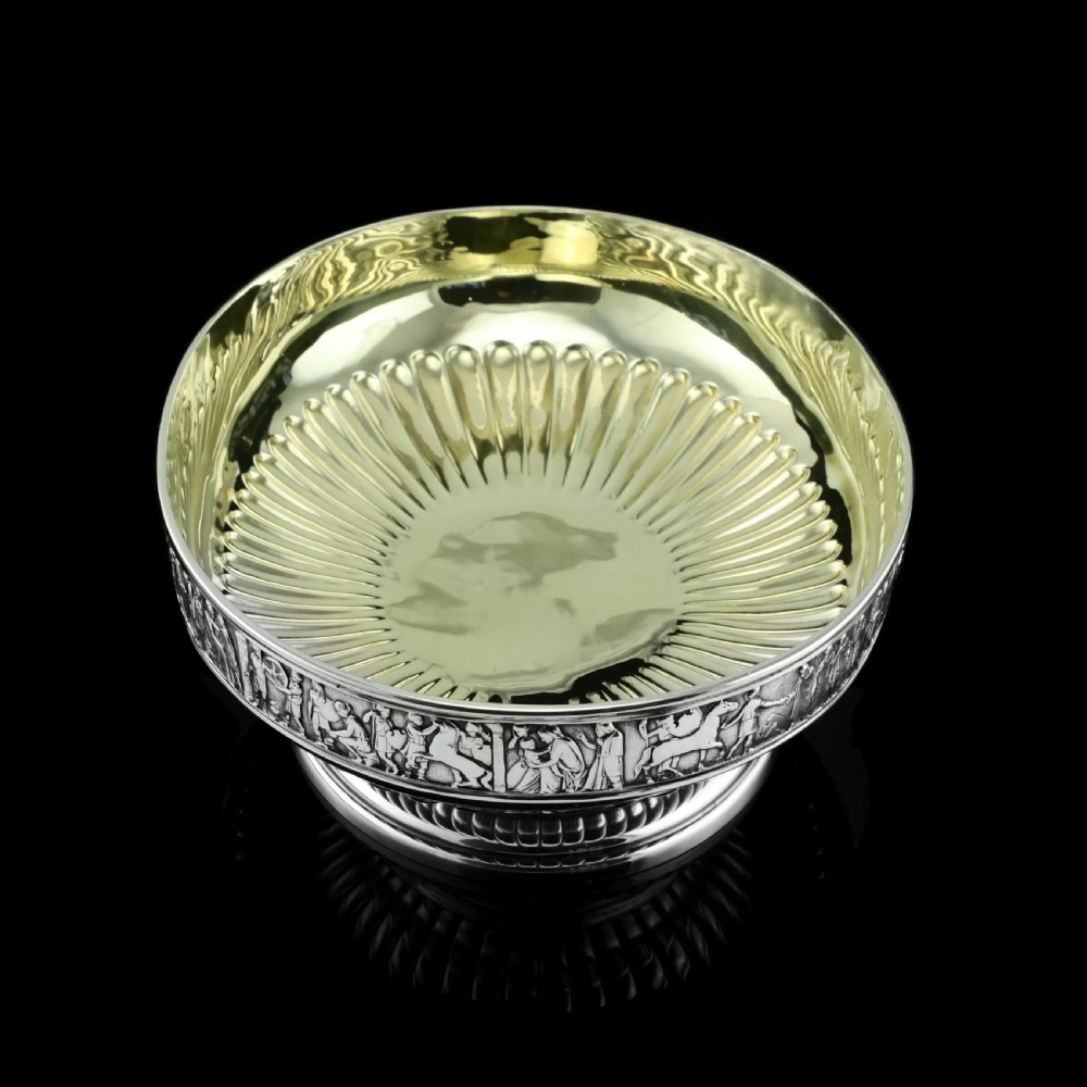 Antique English Large Solid Silver Bowls, Set of 3 with Roman Frieze - Elkington & Co 1895 View XIV