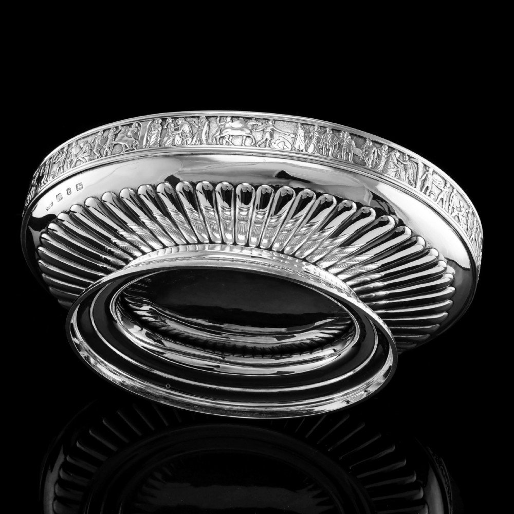Antique English Large Solid Silver Bowls, Set of 3 with Roman Frieze - Elkington & Co 1895 View XV