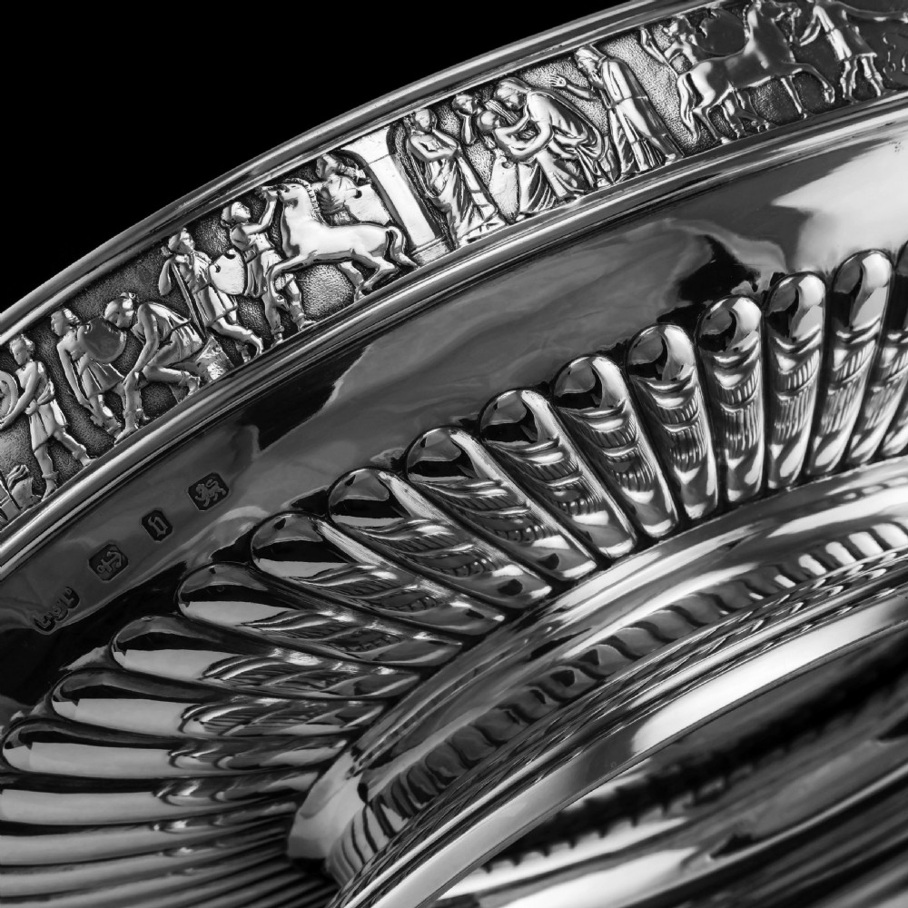 Antique English Large Solid Silver Bowls, Set of 3 with Roman Frieze - Elkington & Co 1895 View XVI