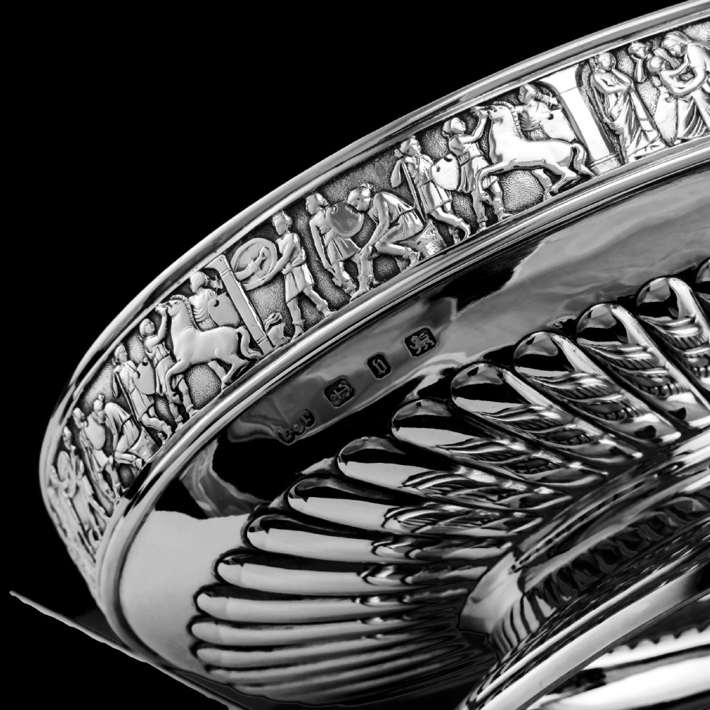 Antique English Large Solid Silver Bowls, Set of 3 with Roman Frieze - Elkington & Co 1895 View XVIII