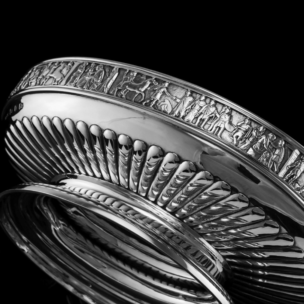 Antique English Large Solid Silver Bowls, Set of 3 with Roman Frieze - Elkington & Co 1895 View XX