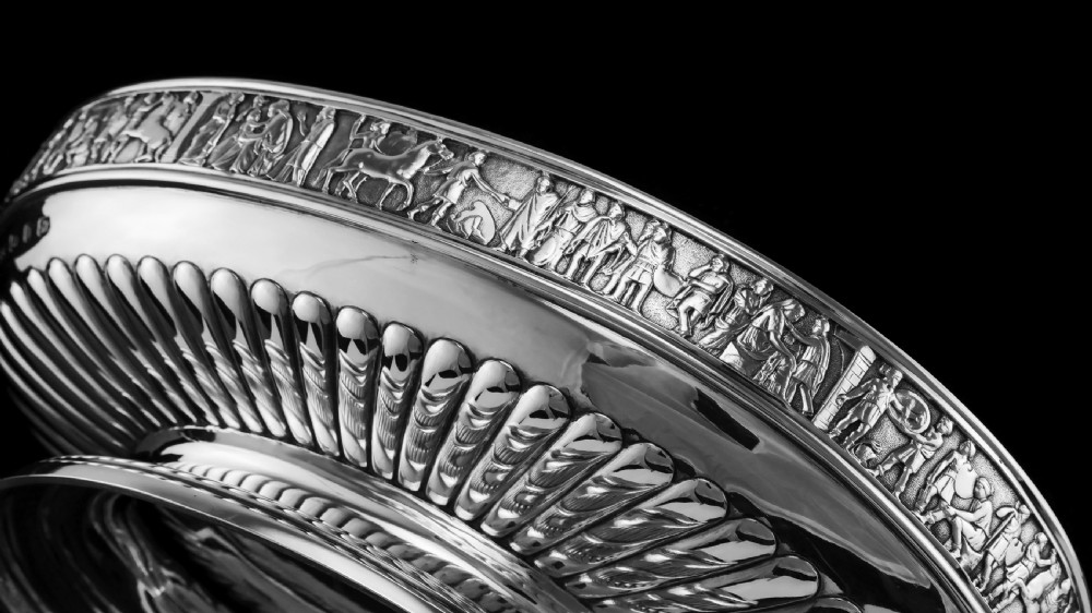 Antique English Large Solid Silver Bowls, Set of 3 with Roman Frieze - Elkington & Co 1895 View XXI