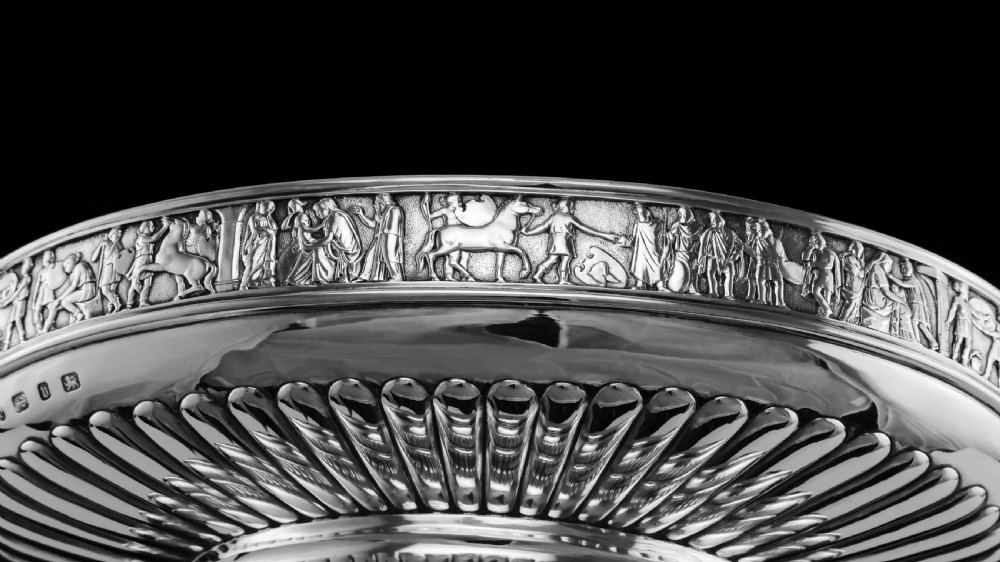Antique English Large Solid Silver Bowls, Set of 3 with Roman Frieze - Elkington & Co 1895 View XXII