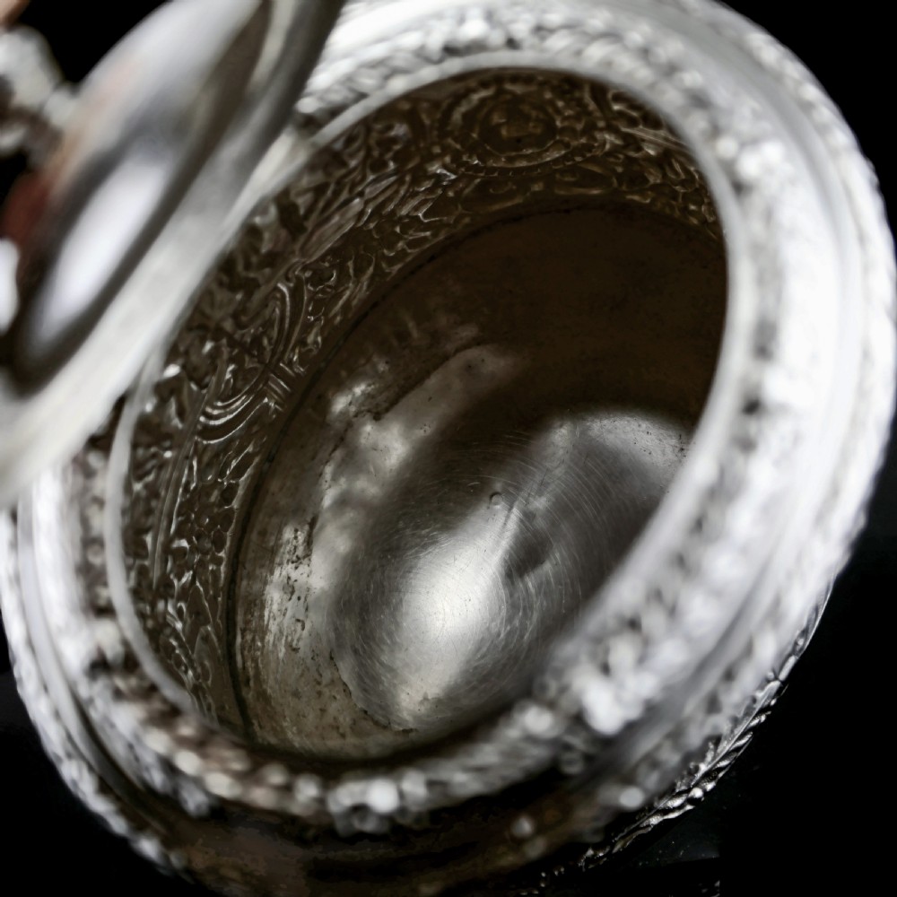 Rare Antique Solid Silver Cellini Tea Caddy Box - Mappin & Webb 1902 View XVI