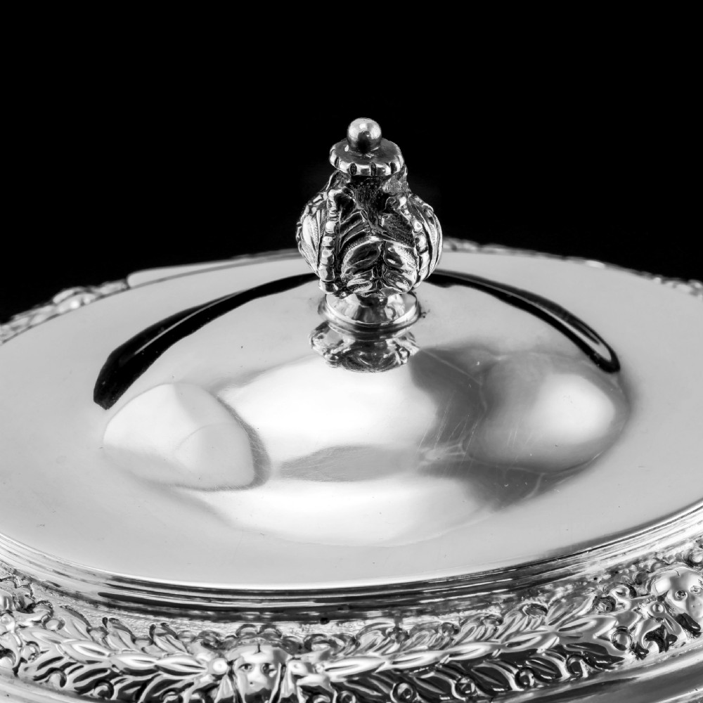 Rare Antique Solid Silver Cellini Tea Caddy Box - Mappin & Webb 1902 View XVIII