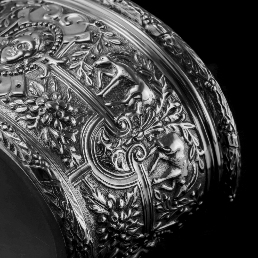 Rare Antique Solid Silver Cellini Tea Caddy Box - Mappin & Webb 1902 View XX