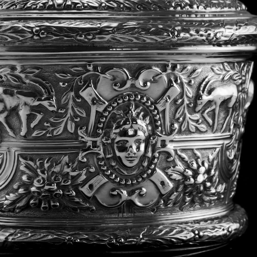 Rare Antique Solid Silver Cellini Tea Caddy Box - Mappin & Webb 1902 View XXI