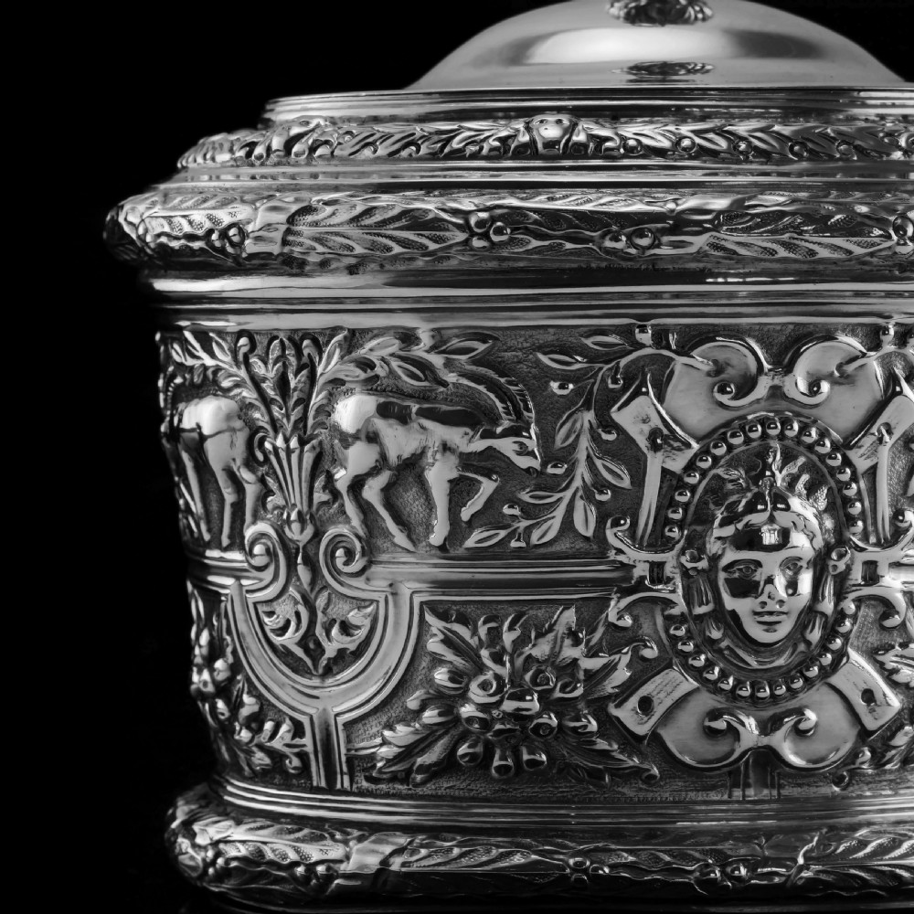Rare Antique Solid Silver Cellini Tea Caddy Box - Mappin & Webb 1902 View XXII