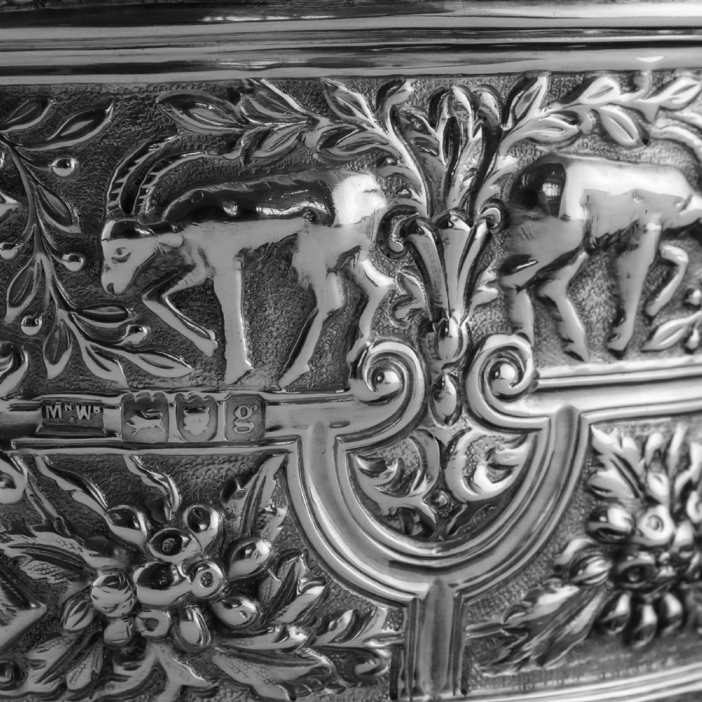 Rare Antique Solid Silver Cellini Tea Caddy Box - Mappin & Webb 1902 View XXIII