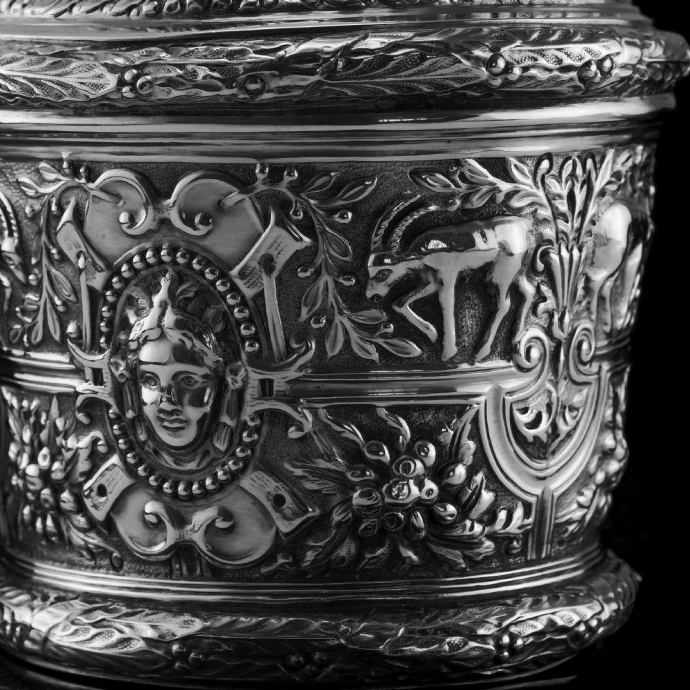 Rare Antique Solid Silver Cellini Tea Caddy Box - Mappin & Webb 1902 View XXIV