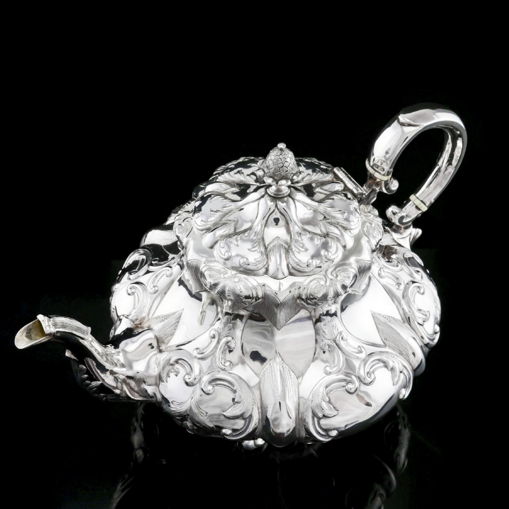 Antique Solid Silver Victorian Tea Set with Beautiful Chased Decoration - Roberts & Slater 1849 View XIII