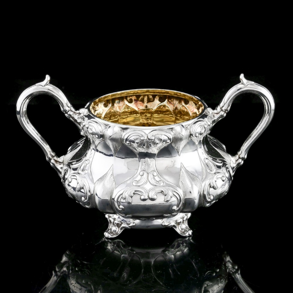 Antique Solid Silver Victorian Tea Set with Beautiful Chased Decoration - Roberts & Slater 1849 View XIX