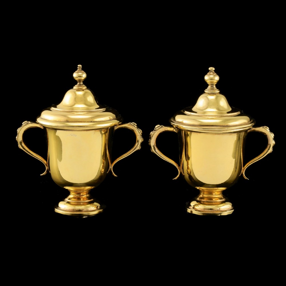 Beautiful Solid Silver Gilt Miniature Cup & Lid Set - Garrard 1928 View II