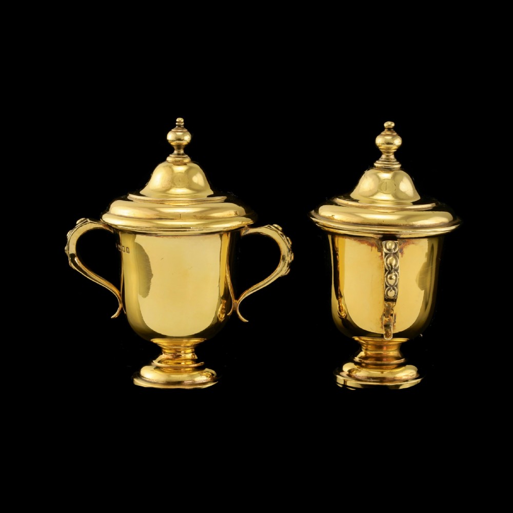 Beautiful Solid Silver Gilt Miniature Cup & Lid Set - Garrard 1928 View IV
