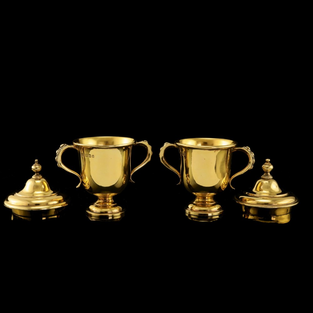Beautiful Solid Silver Gilt Miniature Cup & Lid Set - Garrard 1928 View V