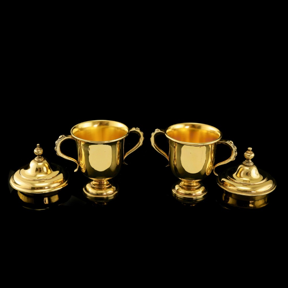 Beautiful Solid Silver Gilt Miniature Cup & Lid Set - Garrard 1928 View VI
