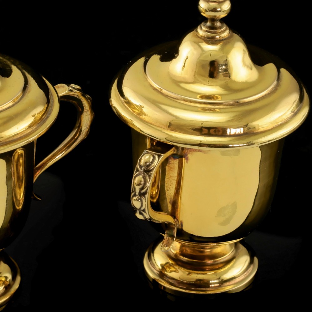 Beautiful Solid Silver Gilt Miniature Cup & Lid Set - Garrard 1928 View X