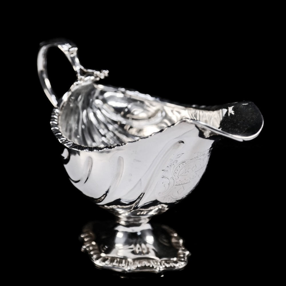 Antique Georgian Solid Silver Sauce Boat, Scottish Baronet Interest - William Shaw 1766 View XV