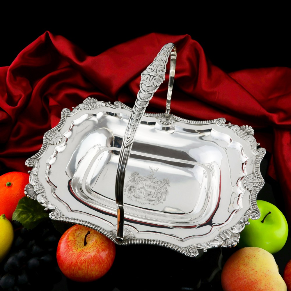Antique Solid Silver Georgian Basket with Magnificent Gadrooning - Samuel Hennell 1811 View II