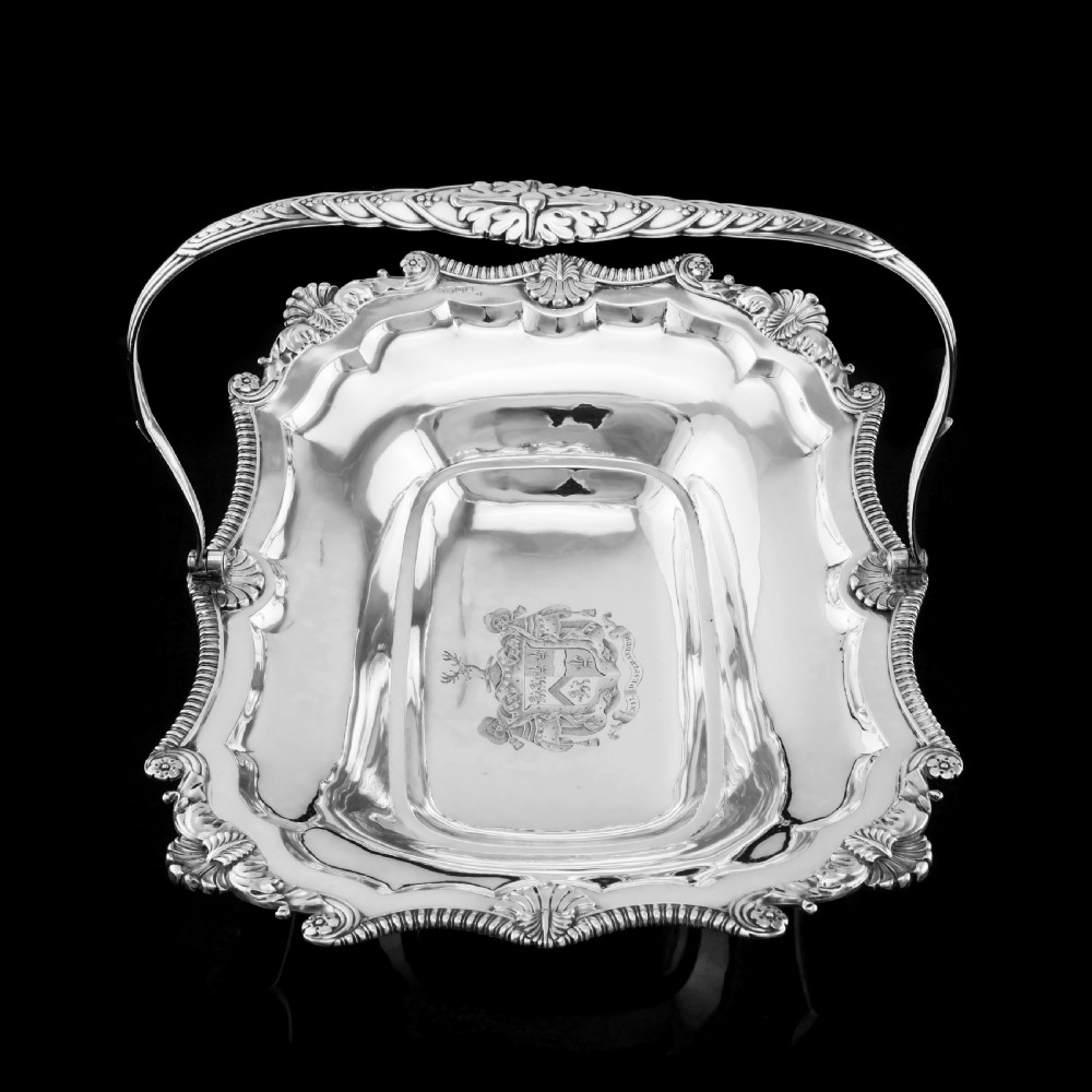 Antique Solid Silver Georgian Basket with Magnificent Gadrooning - Samuel Hennell 1811 View V