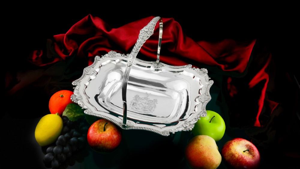 Antique Solid Silver Georgian Basket with Magnificent Gadrooning - Samuel Hennell 1811 View XXVI
