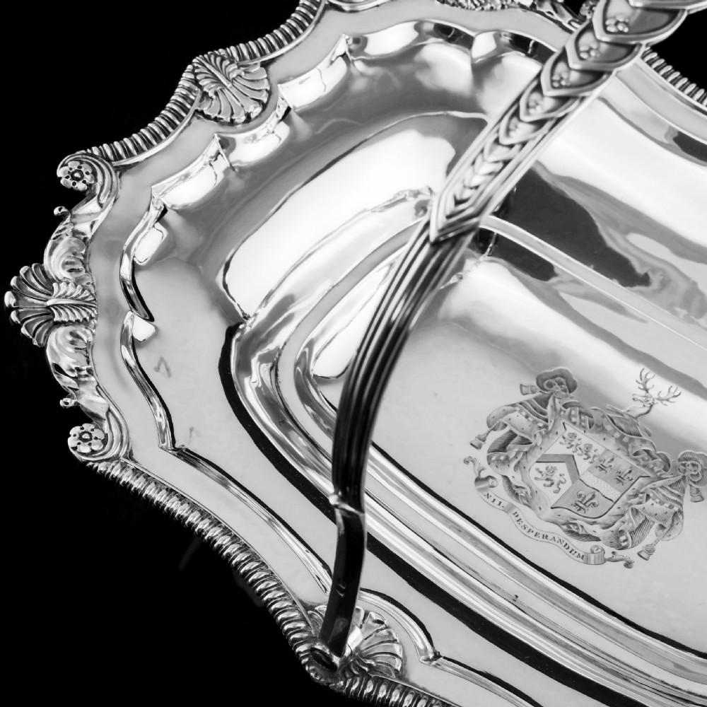 Antique Solid Silver Georgian Basket with Magnificent Gadrooning - Samuel Hennell 1811 View XXIX