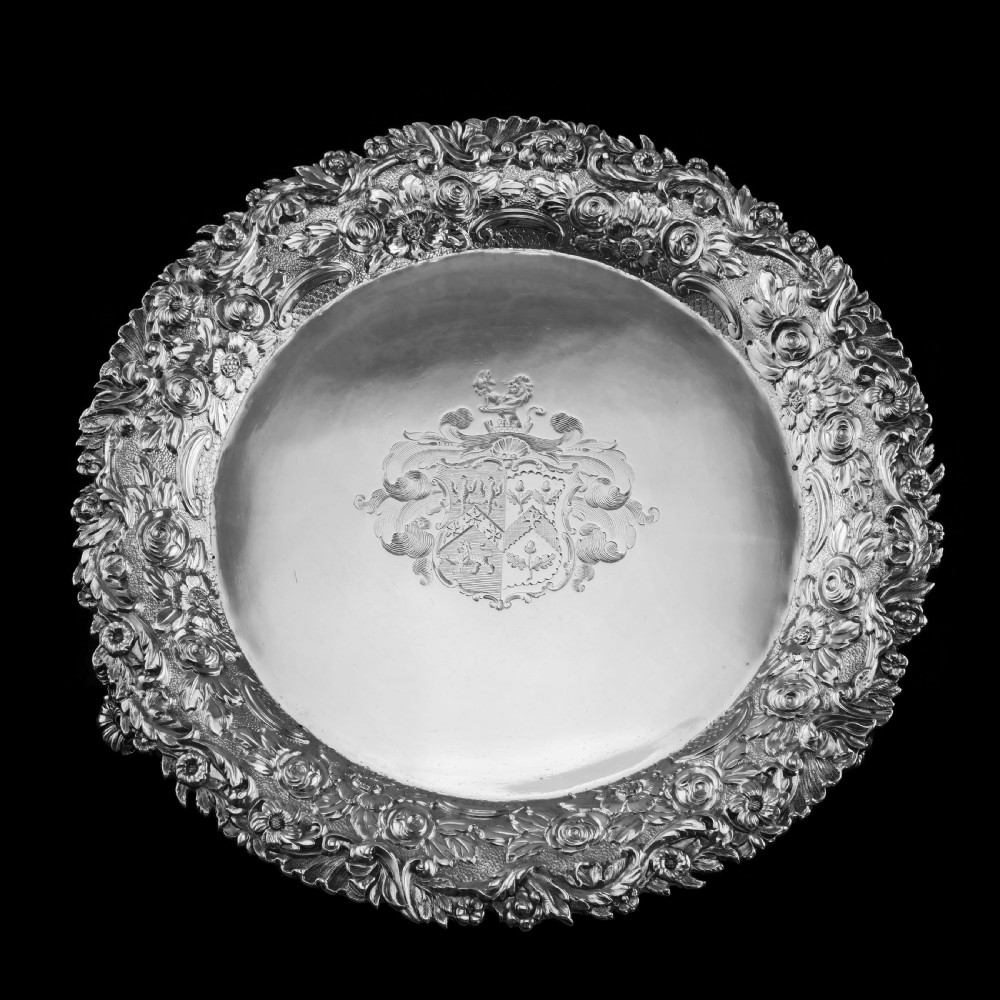 A Stunning English Georgian Solid Silver Salver Tray with Rococo Decoration - William Eaton 1818 View III