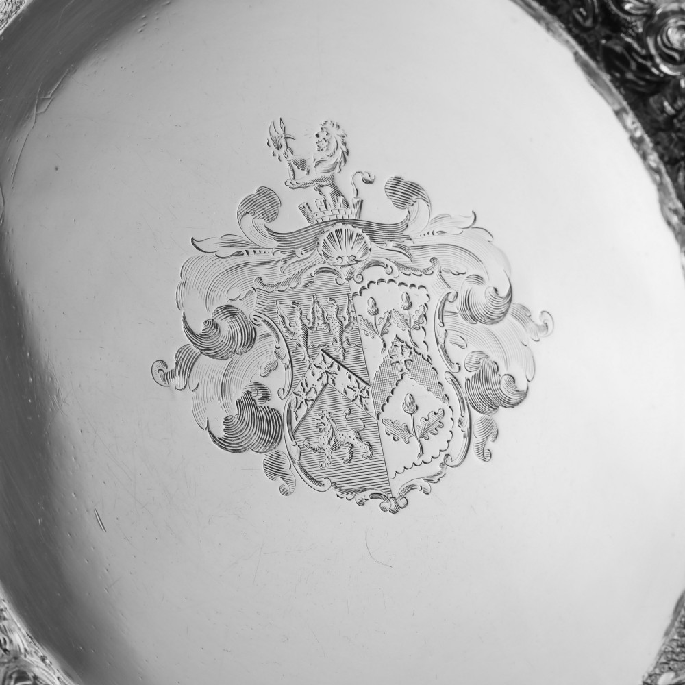 A Stunning English Georgian Solid Silver Salver Tray with Rococo Decoration - William Eaton 1818 View XII