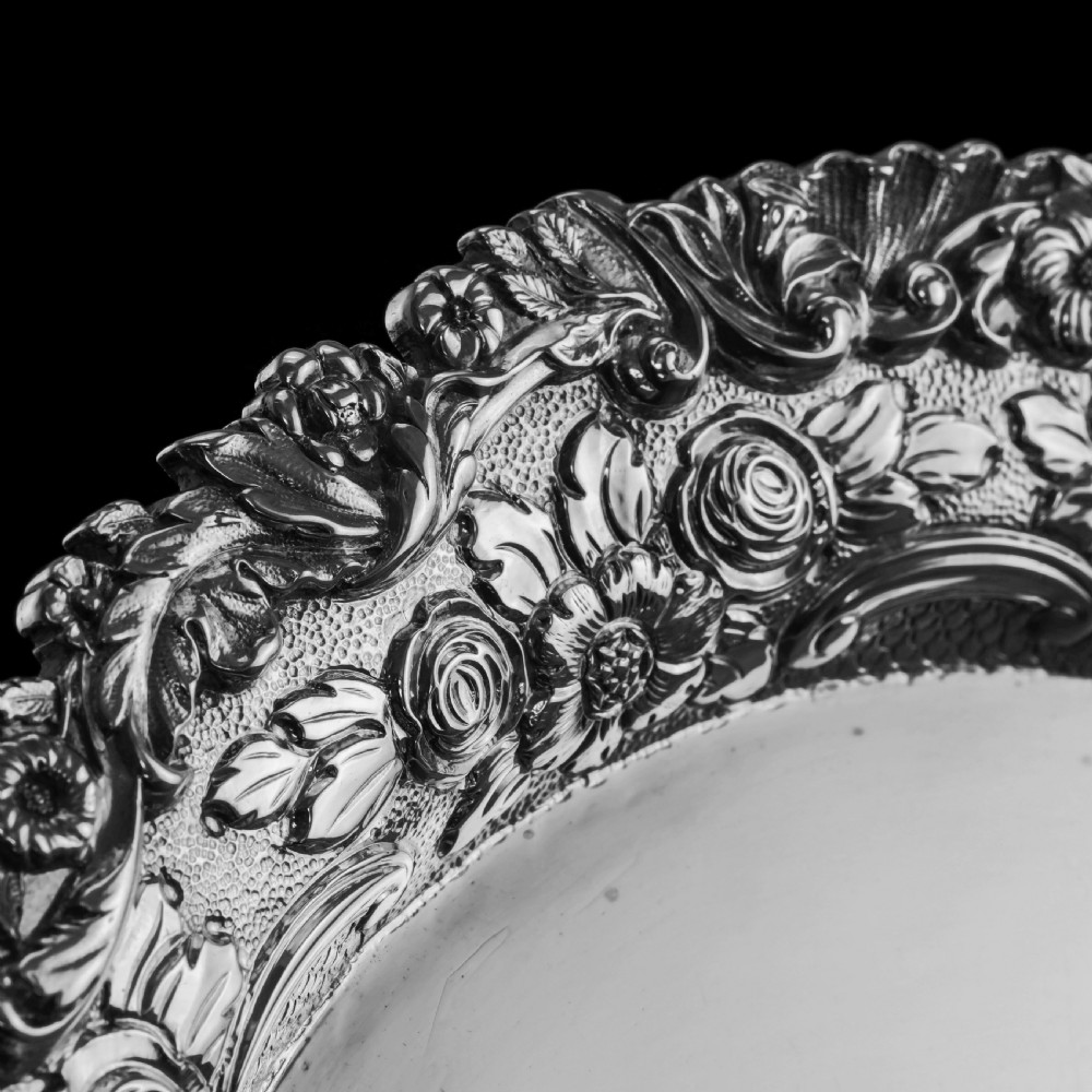 A Stunning English Georgian Solid Silver Salver Tray with Rococo Decoration - William Eaton 1818 View XVII