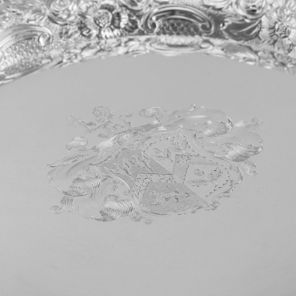 A Stunning English Georgian Solid Silver Salver Tray with Rococo Decoration - William Eaton 1818 View XVIII