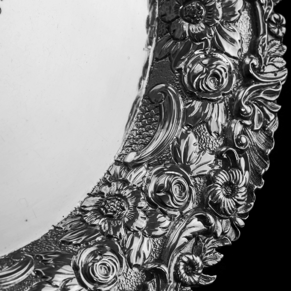 A Stunning English Georgian Solid Silver Salver Tray with Rococo Decoration - William Eaton 1818 View XXIV