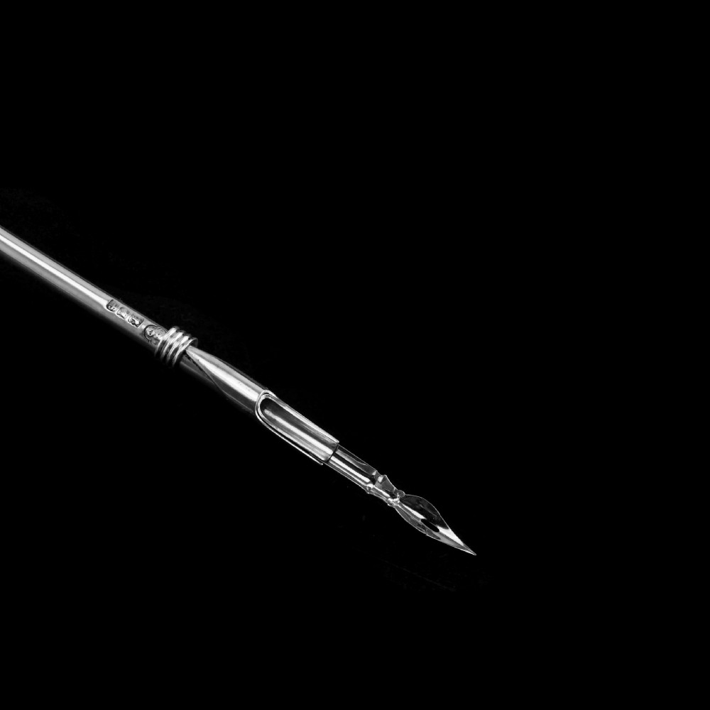 A Stylish Antique Solid Silver Feather Quill Pen - Carrington & Co 1901 View V
