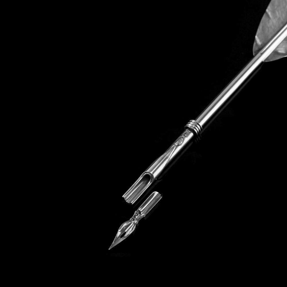 A Stylish Antique Solid Silver Feather Quill Pen - Carrington & Co 1901 View VII